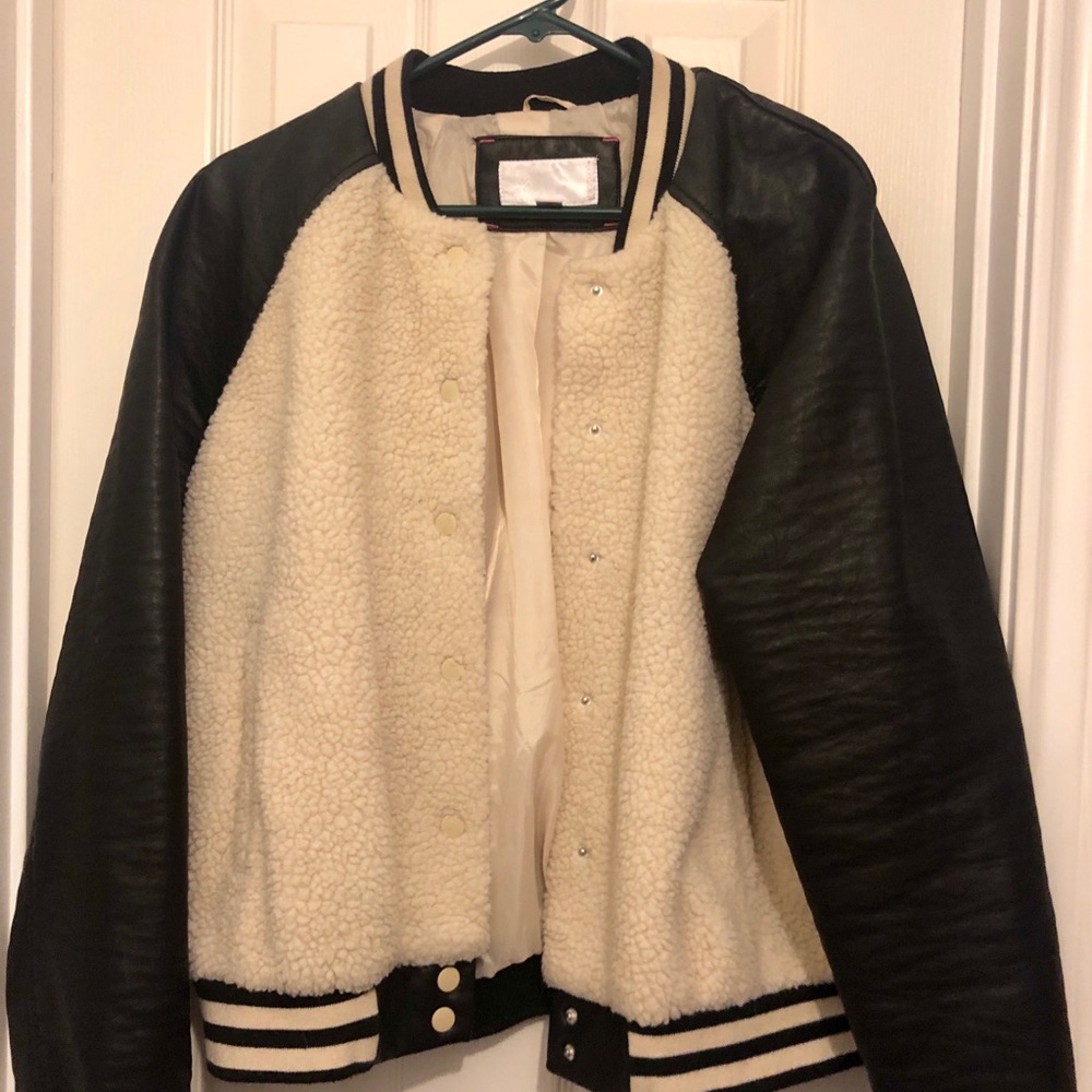Target Faux Leather & Shearling Bomber Jacket, XXL